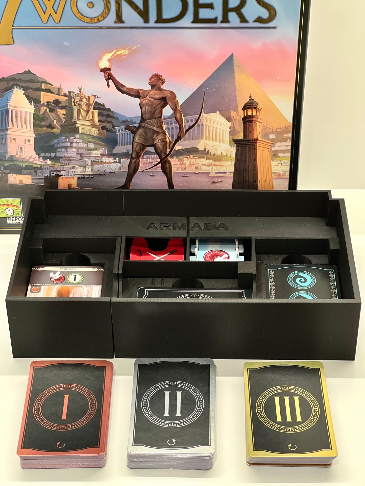 7 Wonders 2nd Edition Storage/Insert/Organizer (Cities, Armada, Leaders Expansion Supported)